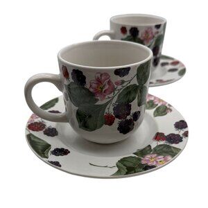 Tienshan Raspberry Social tea cup & Saucer lot of four Stoneware replacements
